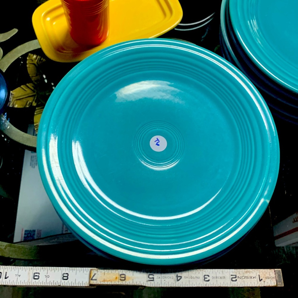 Fiesta Vintage Original Turquoise 9.5” Plate Wet foot!!! T6
